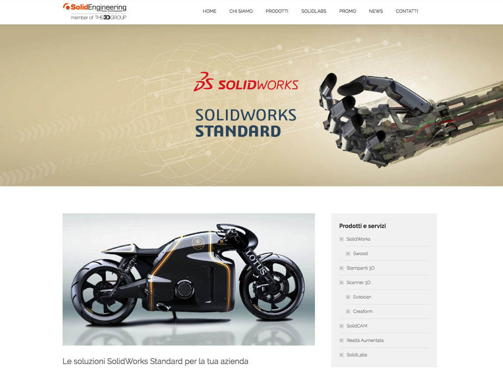 realizzazione sito internet solid engineering - solidworks standard