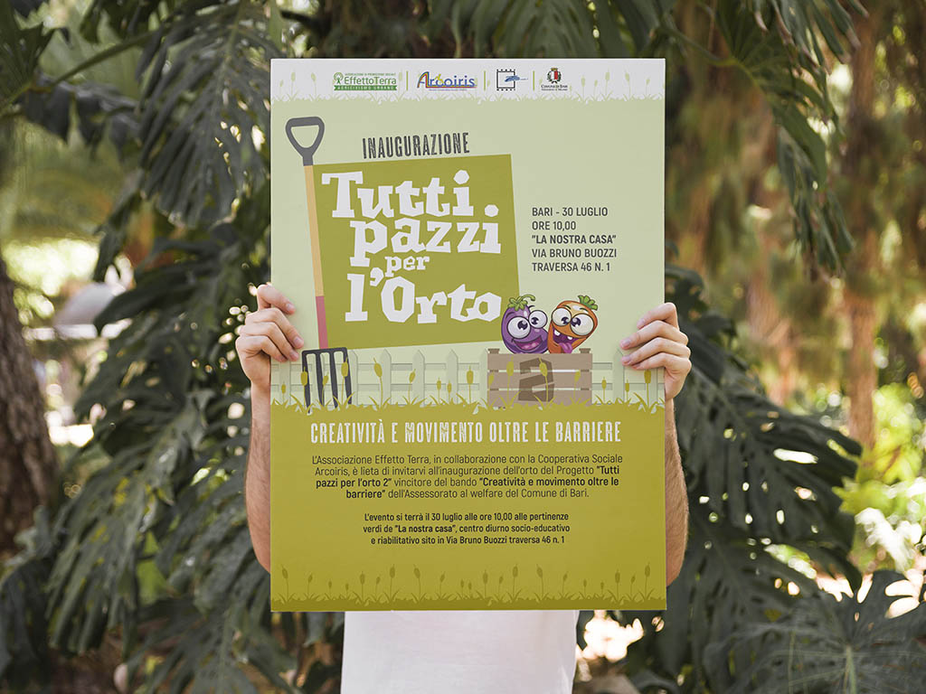 manifesto per progetto tutti pazzi per l'orto-effetto terra-bari