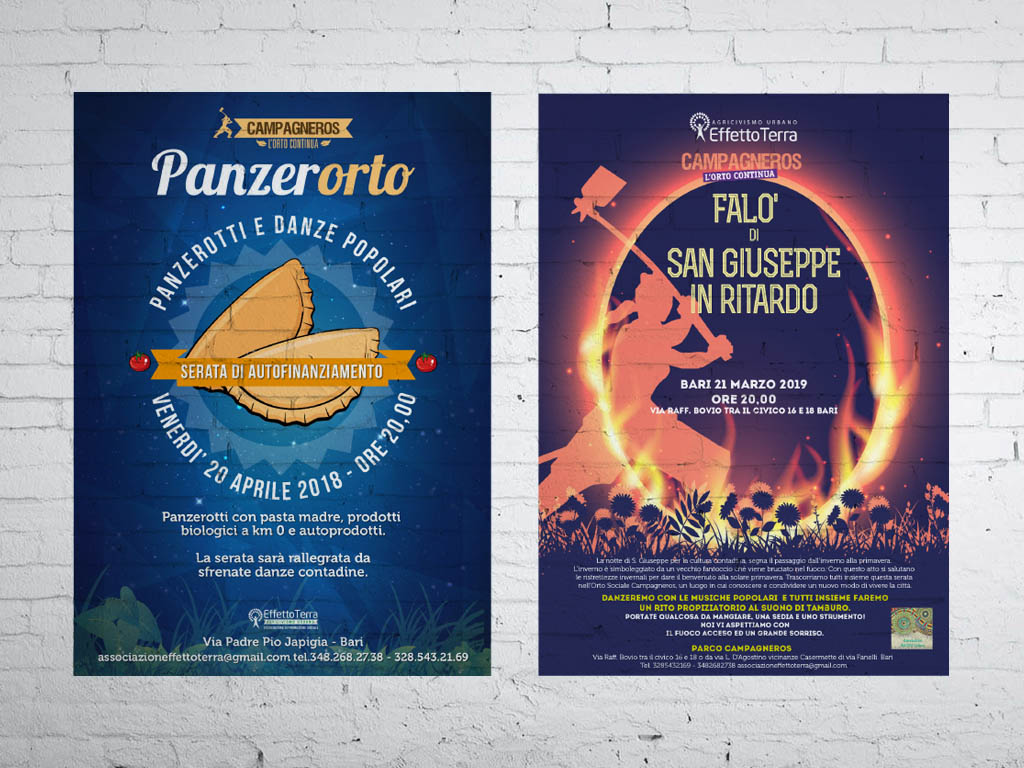 manifesti PanzerOrto e falò di san giuseppe - effetto terra