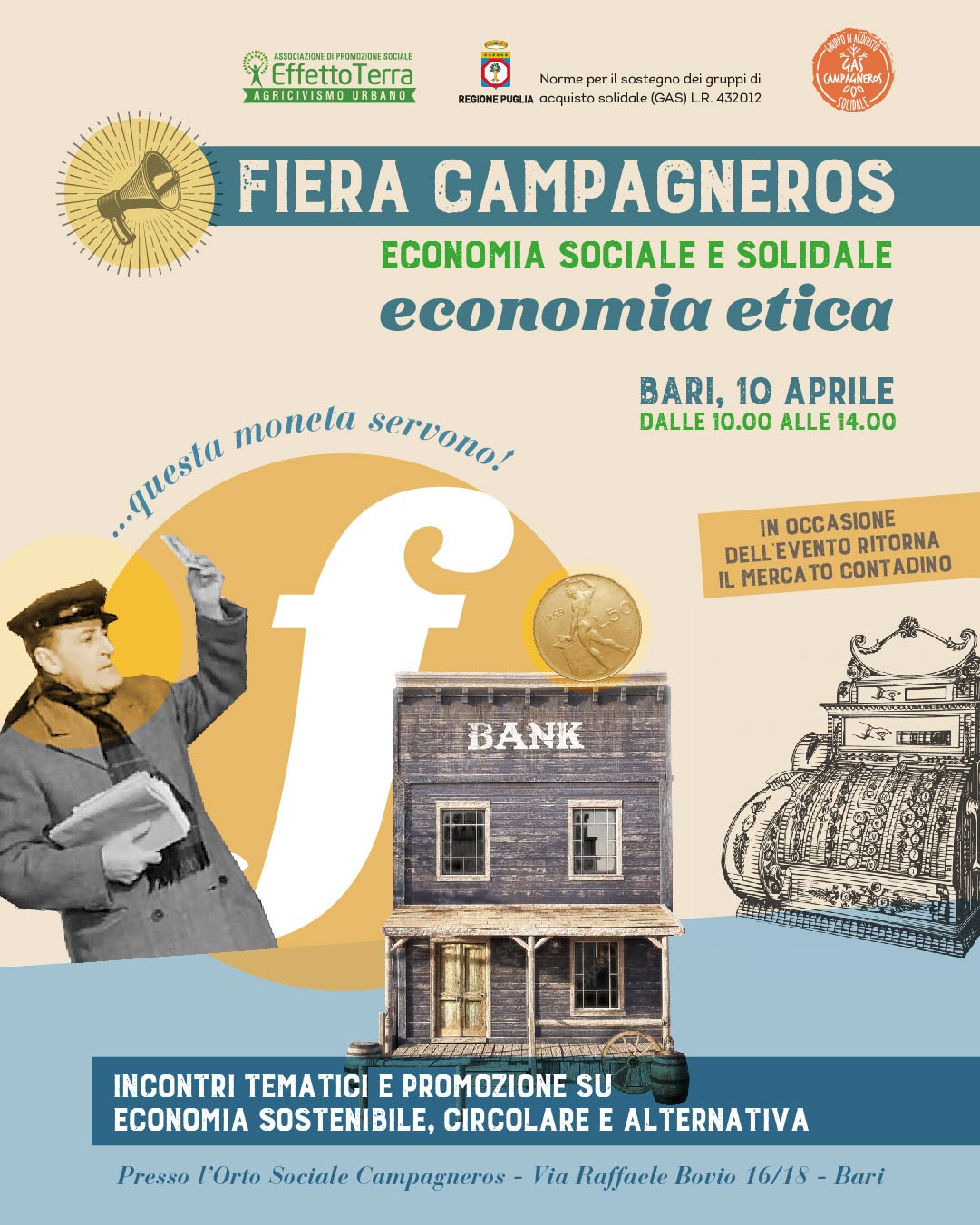 post social per FIERA-CAMPAGNEROS_inclusione-sociale-collage foto con totò,vecchia banca americana e registratore di cassa