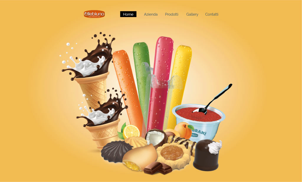 Home page sito internet Ellebiuno-biscotti-ghiaccioli-coni gelato