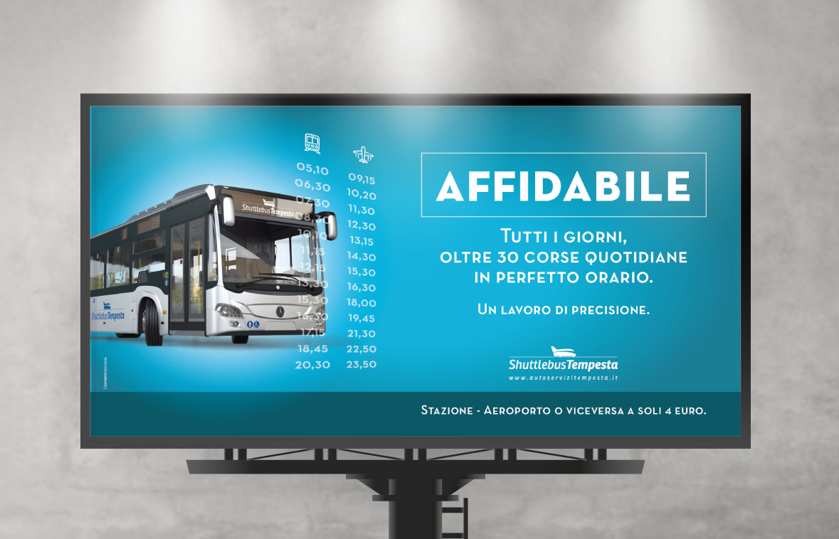 cartellone pubblicitario 6x3 per Autoservizi-tempesta con bus navetta