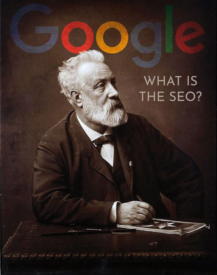 Jules Verne what is seo con lo sfondo del logo google